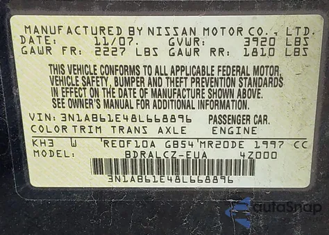 2008 Nissan Sentra 2.0 из США, поврежденный, VIN 3N1AB61E48L668896